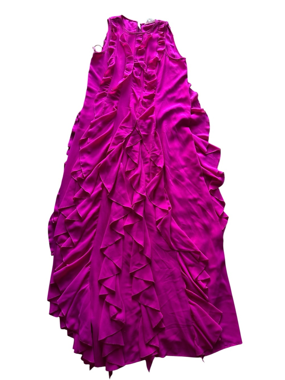 Ro & Zo Leonor Pink Chiffon Waterfall Frill Maxi Dress